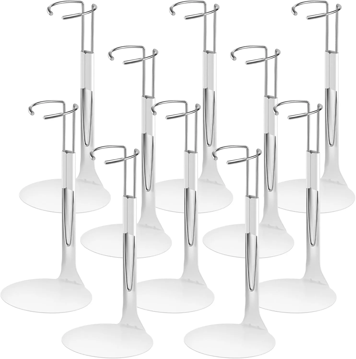 10 Pcs Doll Stand Action Figure Stands Doll Display with Expandable Waist Wire for 8" to 12" Dolls and Action Figure Dolls Accessories 2 Styles