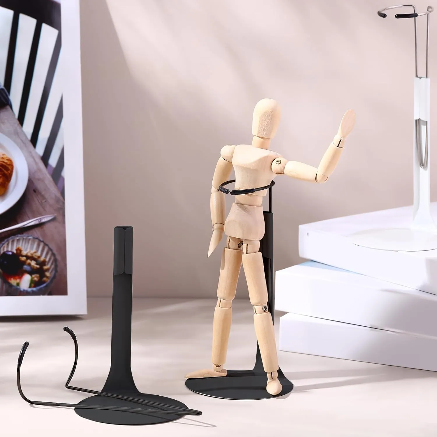 12 Pcs Doll Stand Action Figure Stands with Expandable Waist Wire for 8" to 12" Dolls and Action Figure(Black)