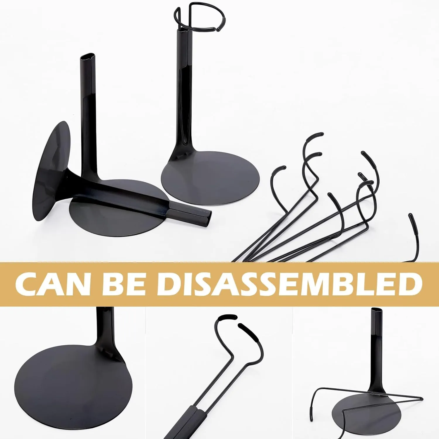 12 Pcs Doll Stand Action Figure Stands with Expandable Waist Wire for 8" to 12" Dolls and Action Figure(Black)
