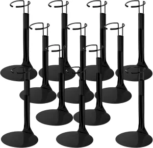 12 Pcs Doll Stand Action Figure Stands with Expandable Waist Wire for 8" to 12" Dolls and Action Figure(Black)