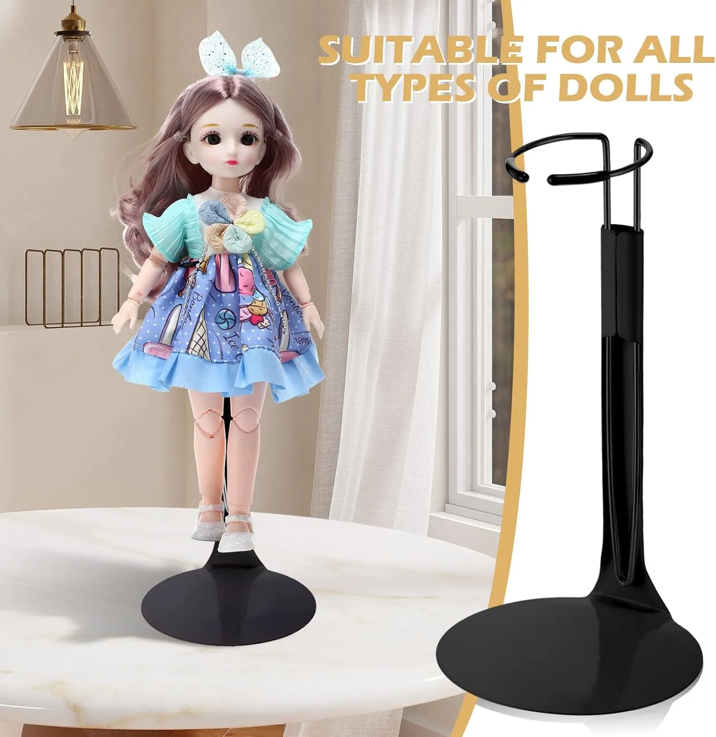 12 Pcs Doll Stand Action Figure Stands with Expandable Waist Wire for 8" to 12" Dolls and Action Figure(Black)