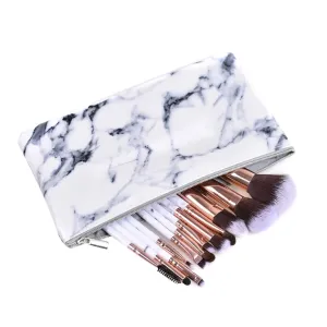 12pcs Marble Handle Makeup Brush Set Nylon Bristles Dense No Shedding Safe for Cleaning for Daily Cosmetics Brush Kit for Women