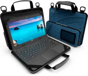 13-14 Inch Always-On Chromebook Case with Pouch and Shoulder Strap, Work-in Hard Protective Laptop Case for Students & Business