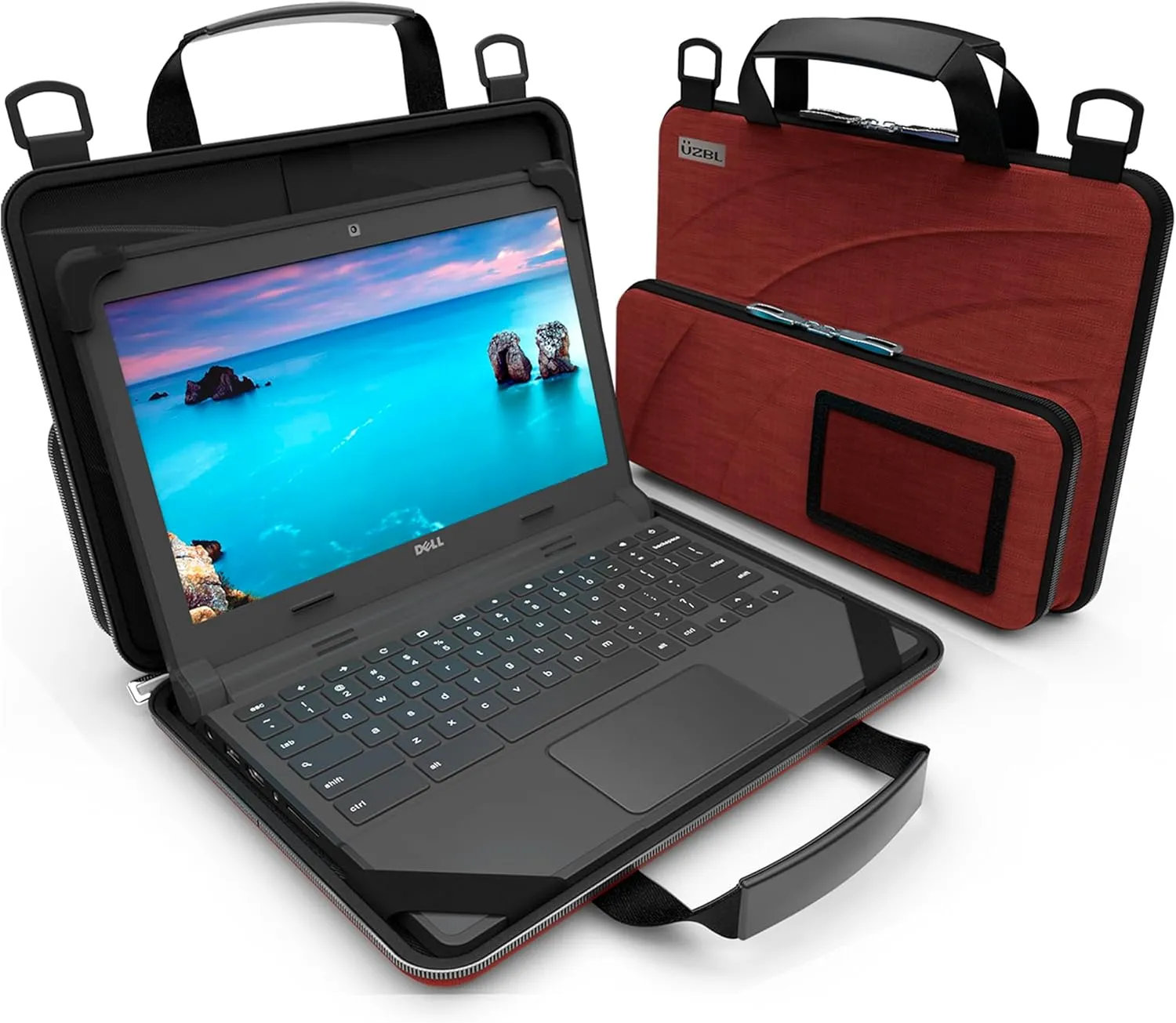 13-14 Inch Always-On Chromebook Case with Pouch and Shoulder Strap, Work-in Hard Protective Laptop Case for Students & Business