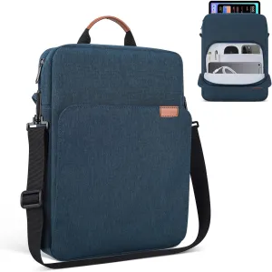 13 inch iPad Air Sleeve Case Carrying Bag for iPad Pro 12.9 M2, Surface Pro 10/X/9, MacBook Pro 13/14 M3, MacBook Air 13.6 with Shoulder Strap,Navy Blue