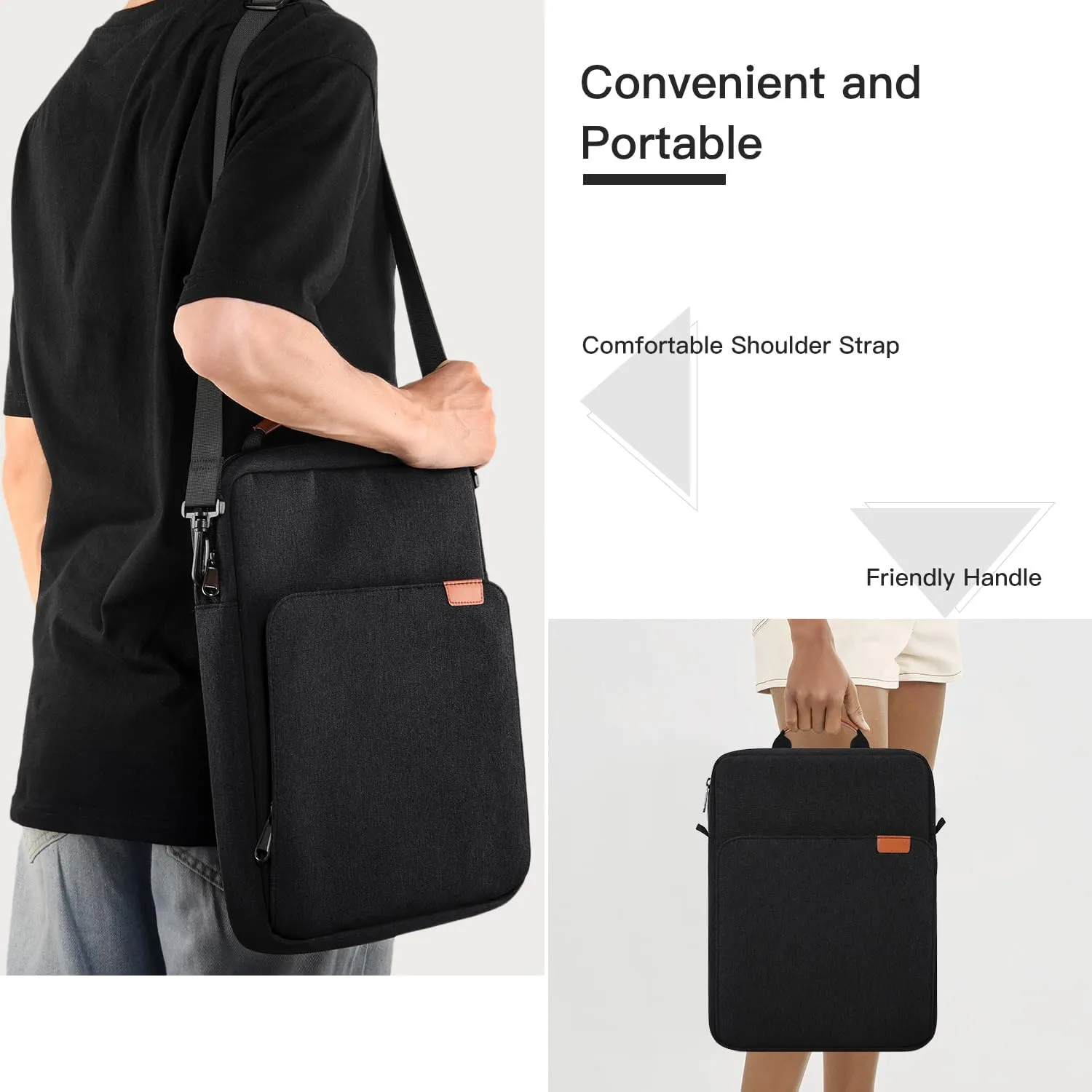 13 inch Laptop Sleeve Carrying Case for 13-inch New MacBook Air M4/A3240 2025, M3/A3113, M2/A2681 with Handle Shoulder Travel Bag, Black
