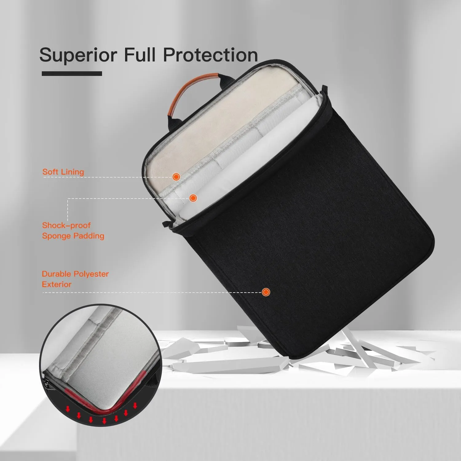 13 inch Laptop Sleeve Carrying Case for 13-inch New MacBook Air M4/A3240 2025, M3/A3113, M2/A2681 with Handle Shoulder Travel Bag, Black