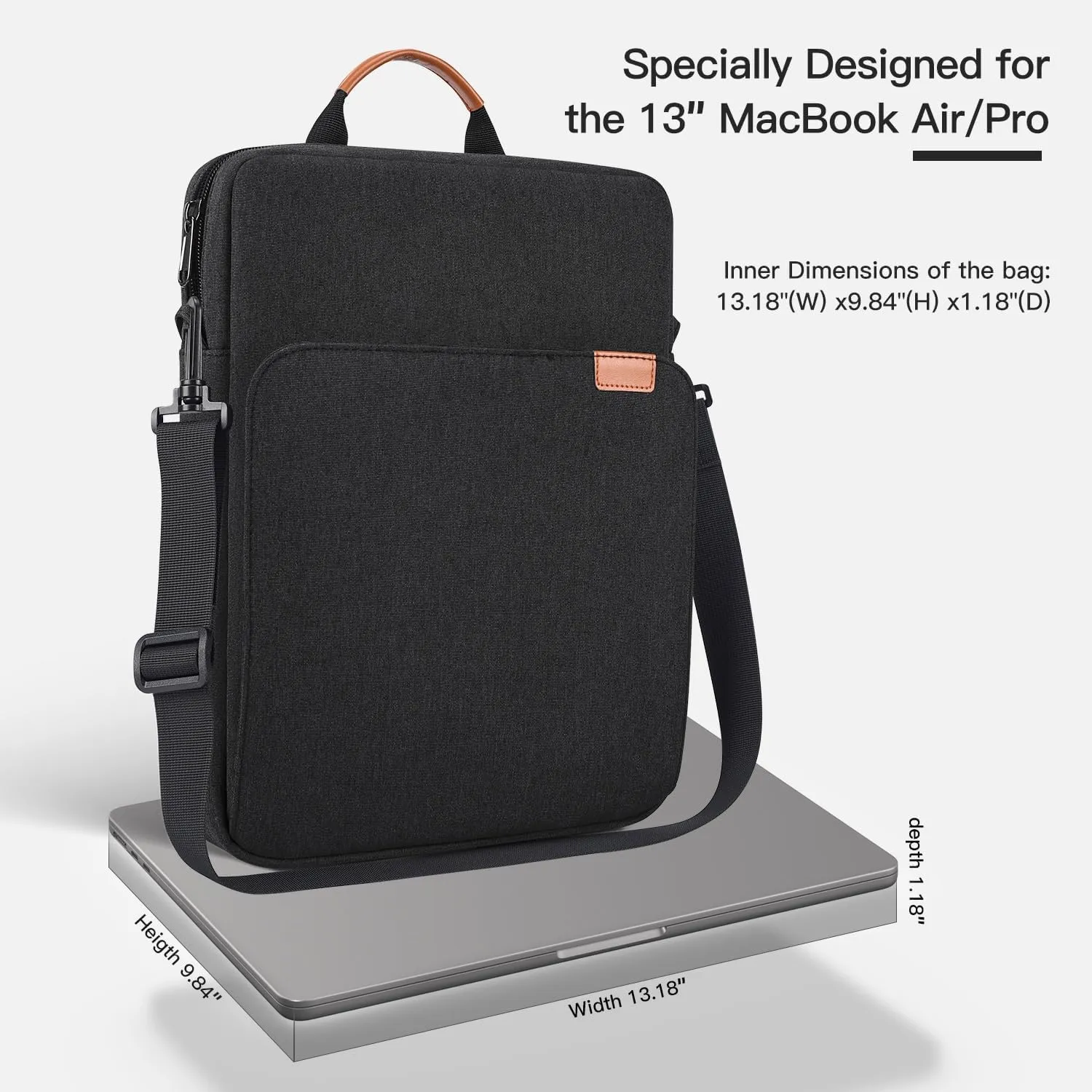 13 inch Laptop Sleeve Carrying Case for 13-inch New MacBook Air M4/A3240 2025, M3/A3113, M2/A2681 with Handle Shoulder Travel Bag, Black