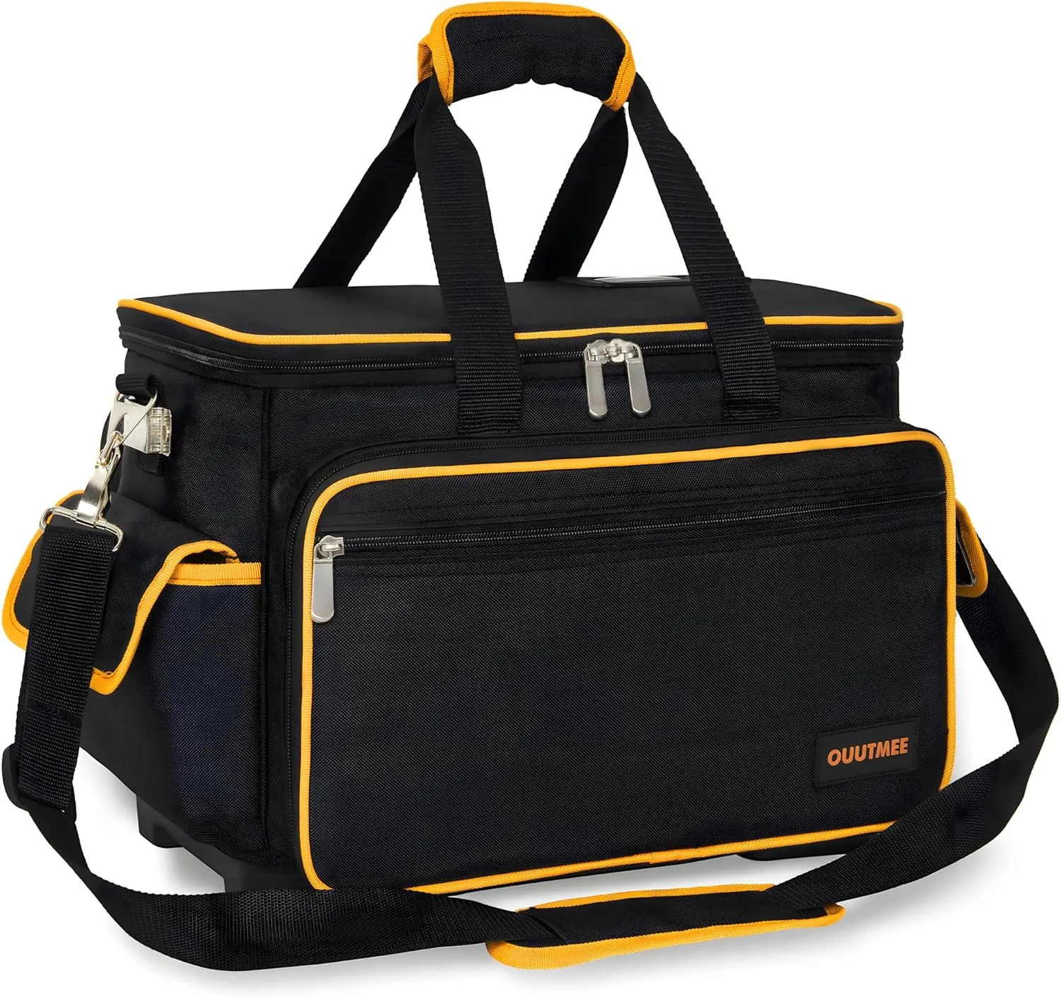 14 Inch Tool Bag with Waterproof Hard Bottom, Large Multi-Pockets Tool Tote Organizer with Adjustable Shoulder Strap