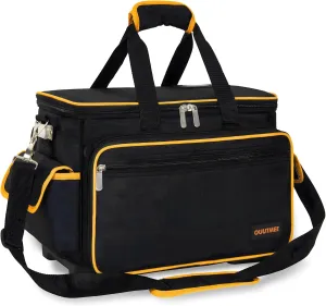 14 Inch Tool Bag with Waterproof Hard Bottom, Large Multi-Pockets Tool Tote Organizer with Adjustable Shoulder Strap