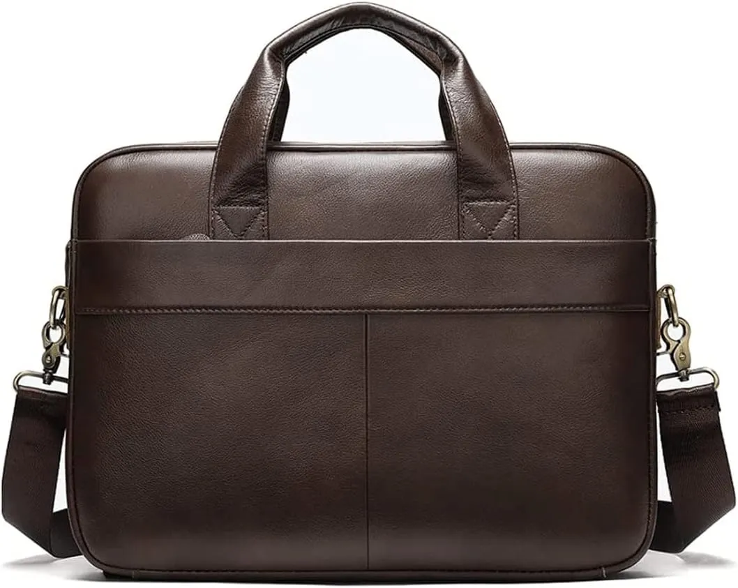 15'' Leather Laptop Work Bag Office Business Briefcase Messenger Bag for Men