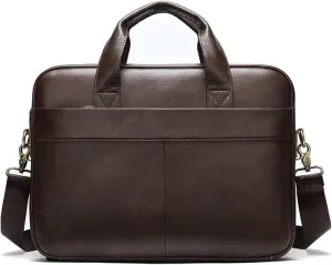 15'' Leather Laptop Work Bag Office Business Briefcase Messenger Bag for Men