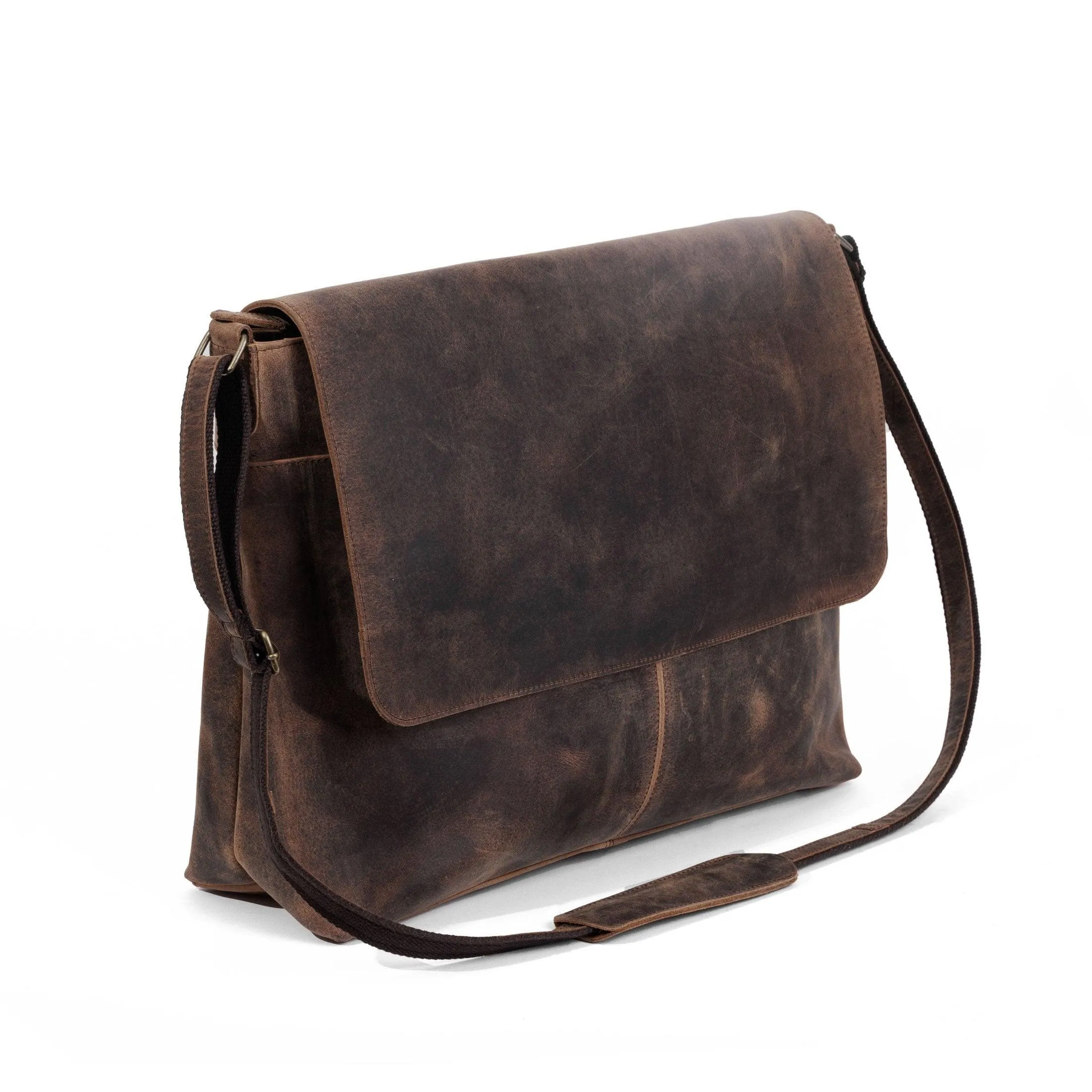 15" Handmade Leather Laptop Messenger Bag – Premium Computer Satchel