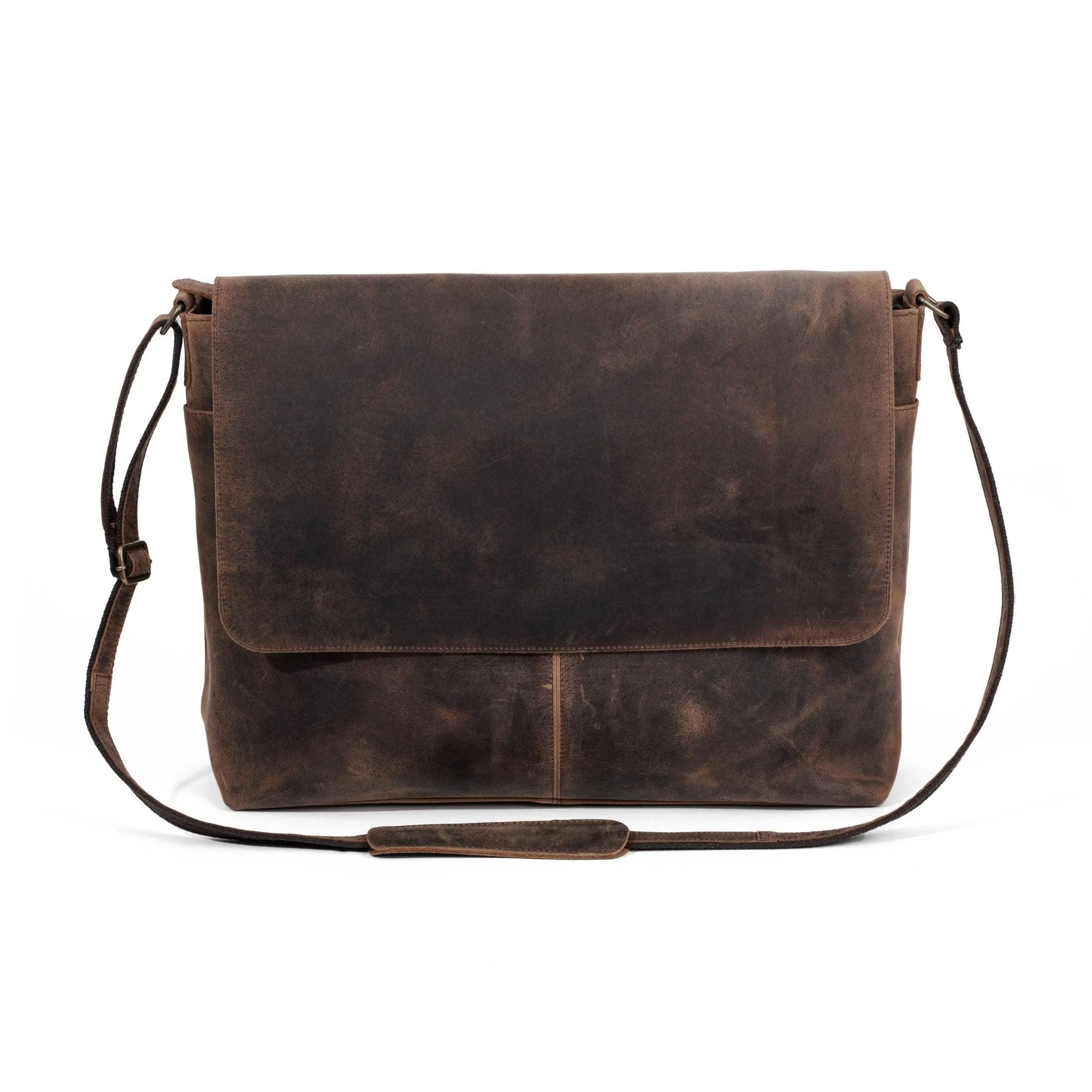 15" Handmade Leather Laptop Messenger Bag – Premium Computer Satchel