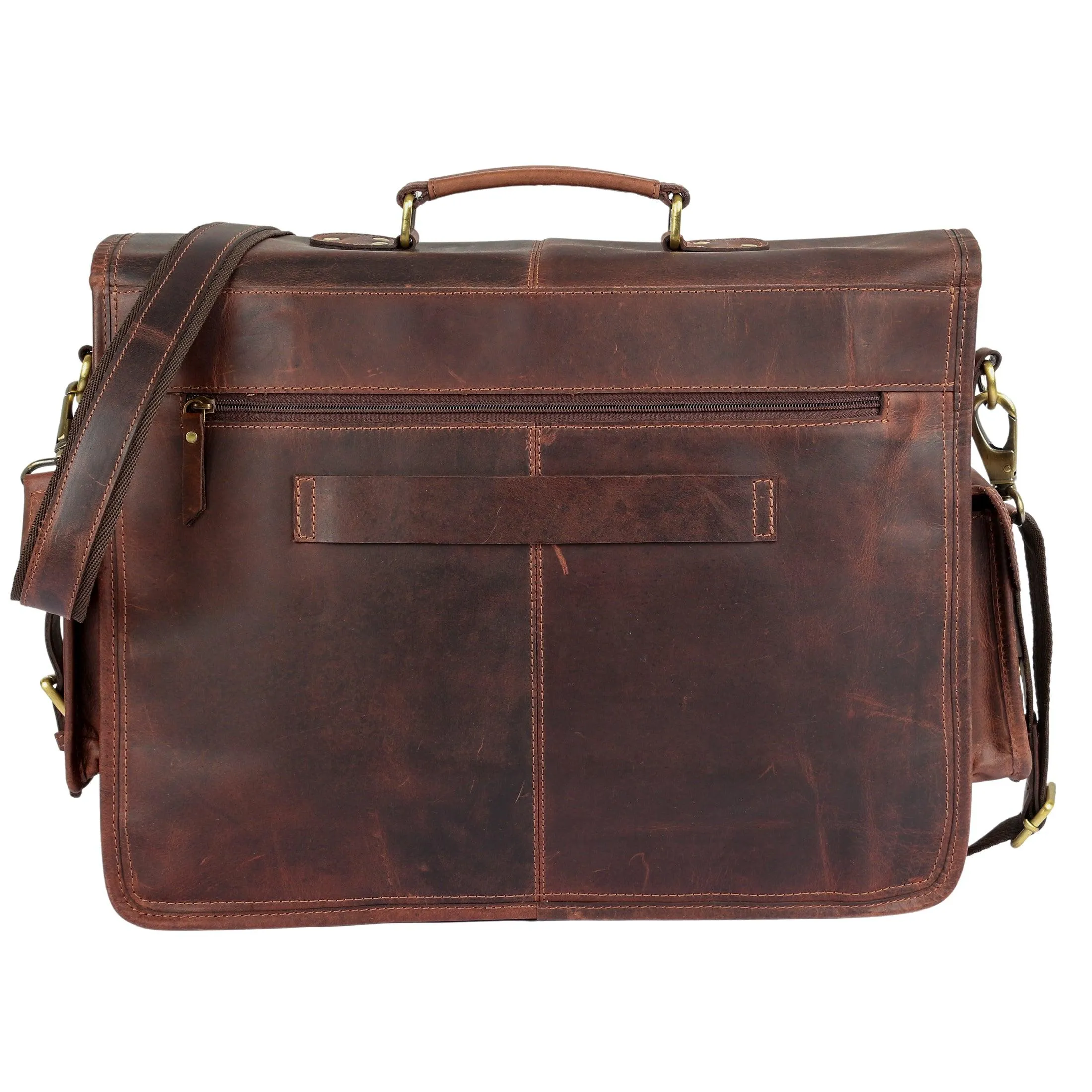 18" Genuine Buffalo Leather Briefcase – Handmade Laptop Bag | Satchel
