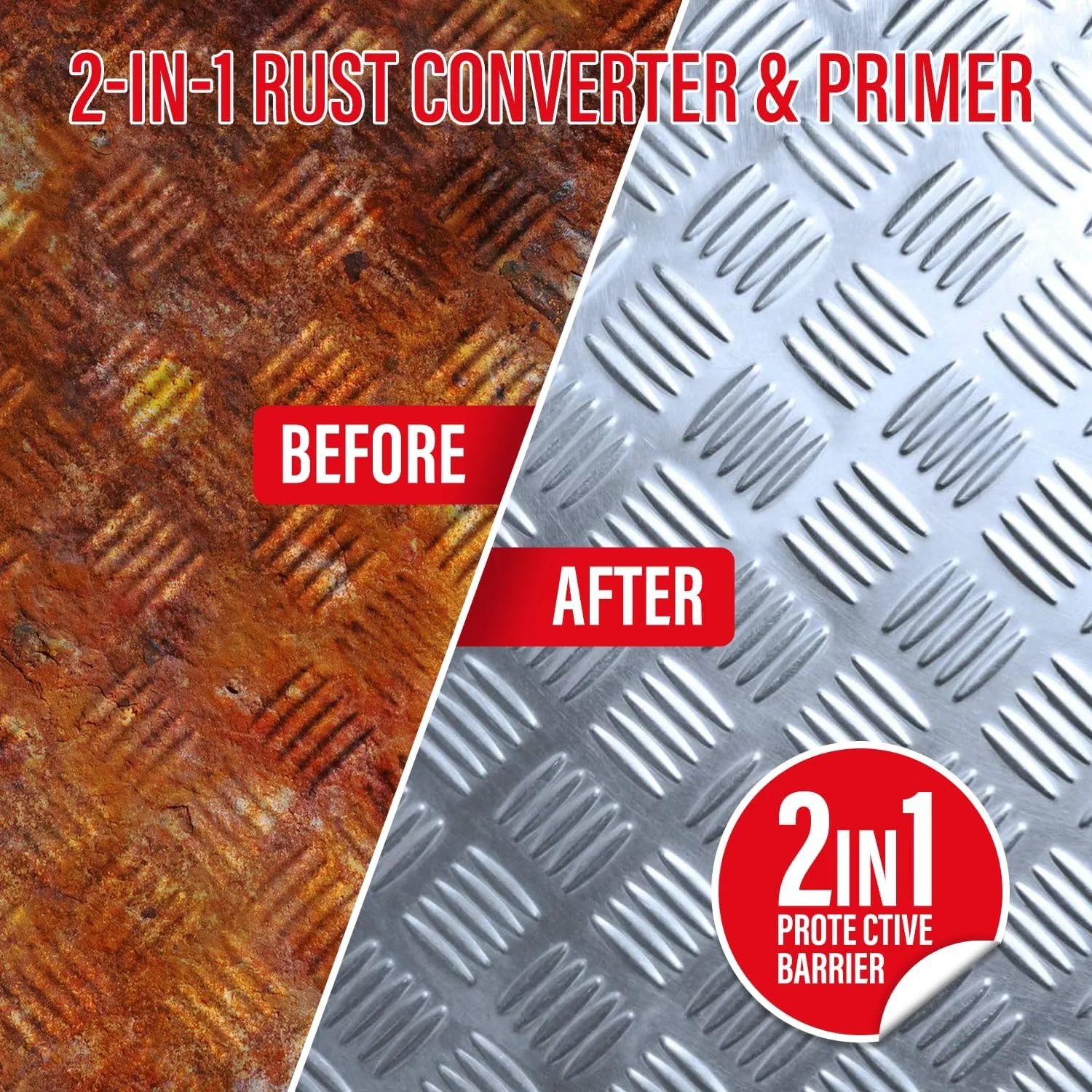 2-in-1 Rust Converter for Metal, Silver Rust Paint, Tough Rust Inhibitor for Cars, Anti-Heat Primer Coating, Corrosion Stopper for Trailer, Chassis & More (35 Fl Oz)