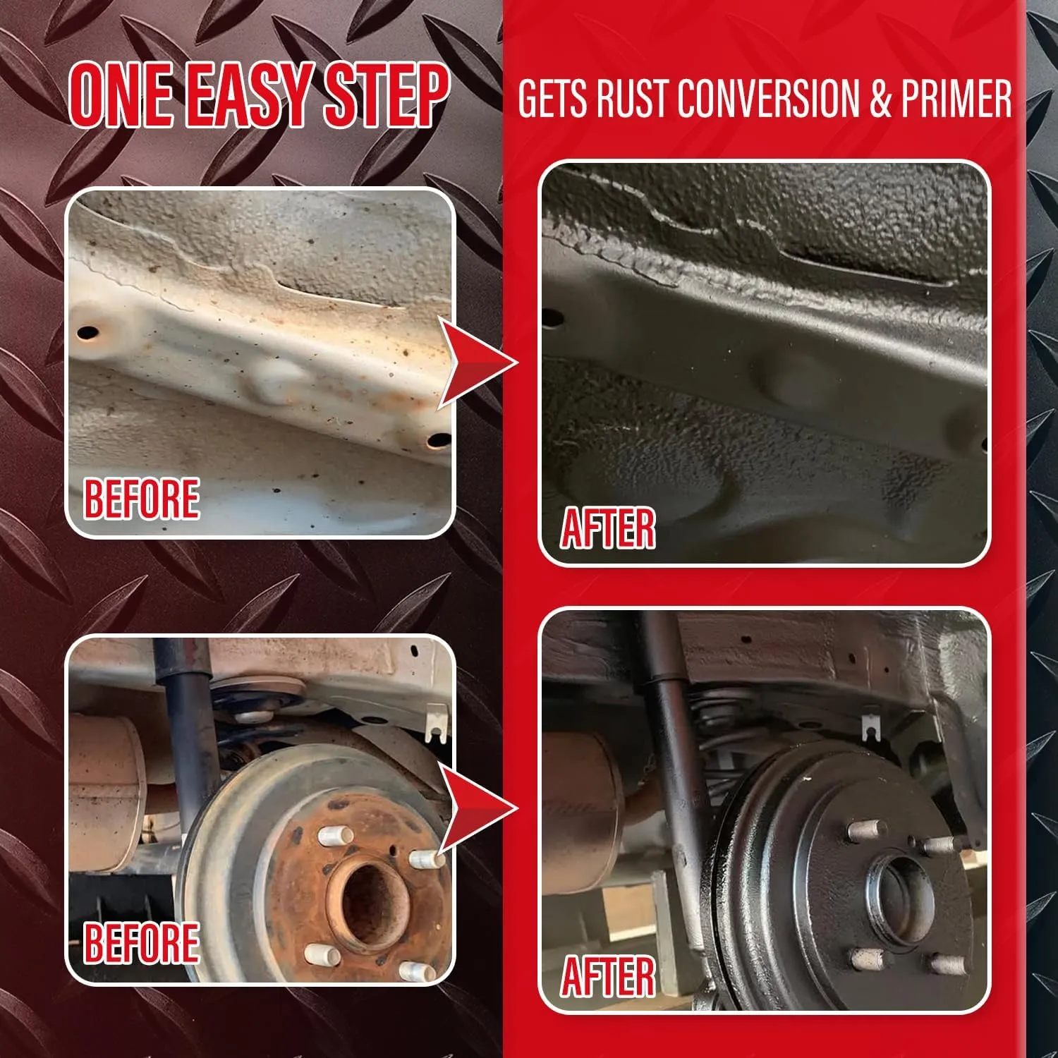 2-in-1 Rust Converter for Metal, Silver Rust Paint, Tough Rust Inhibitor for Cars, Anti-Heat Primer Coating, Corrosion Stopper for Trailer, Chassis & More (35 Fl Oz)