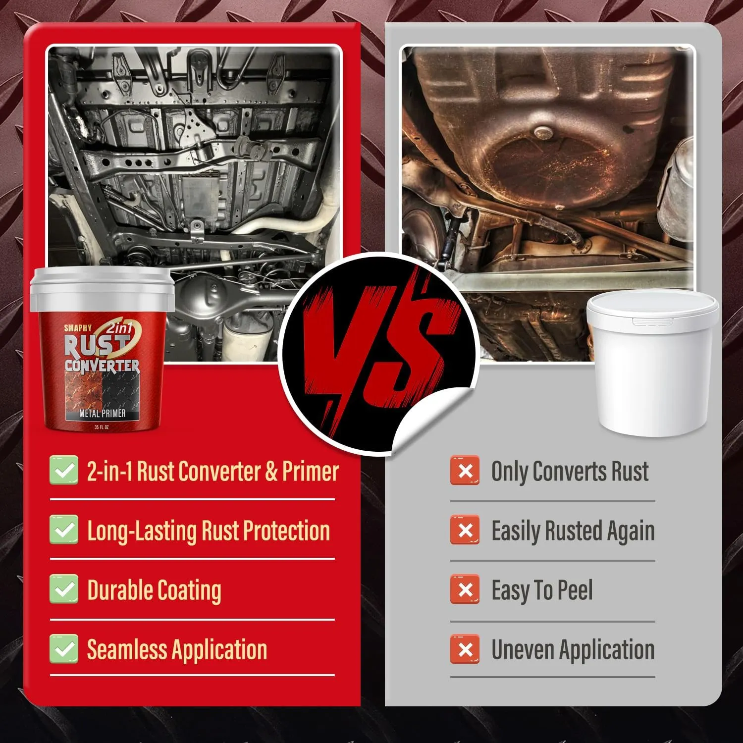 2-in-1 Rust Converter for Metal, Silver Rust Paint, Tough Rust Inhibitor for Cars, Anti-Heat Primer Coating, Corrosion Stopper for Trailer, Chassis & More (35 Fl Oz)