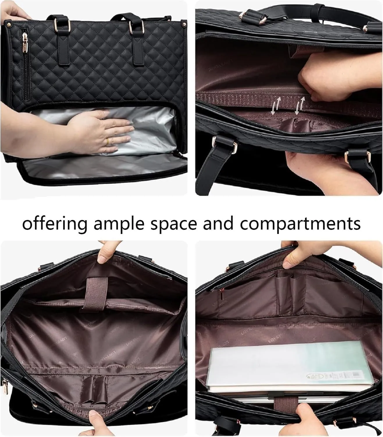 2 in 1 Tote Bag Lunch Bag Combo，The Ultimate 2-in-1 Tote Bags ，Laptop Bag Combo Women，with Lunch Compartment，with Purse