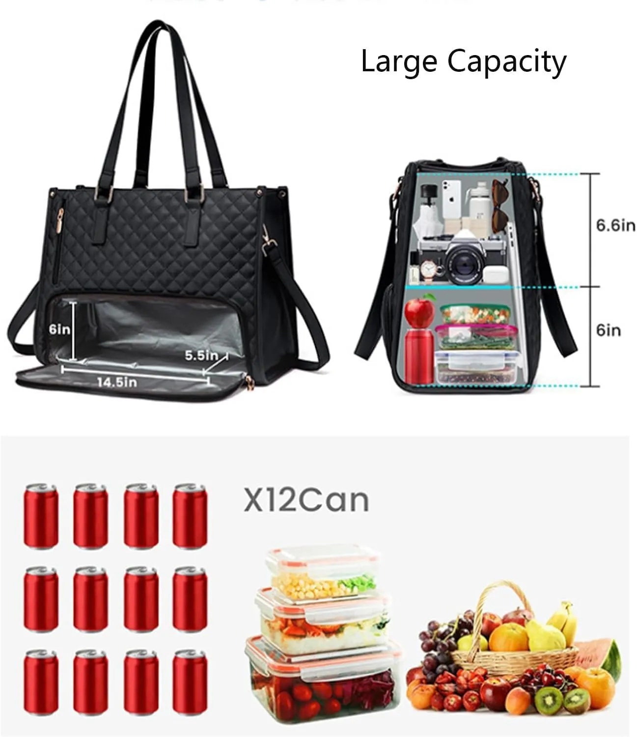 2 in 1 Tote Bag Lunch Bag Combo，The Ultimate 2-in-1 Tote Bags ，Laptop Bag Combo Women，with Lunch Compartment，with Purse