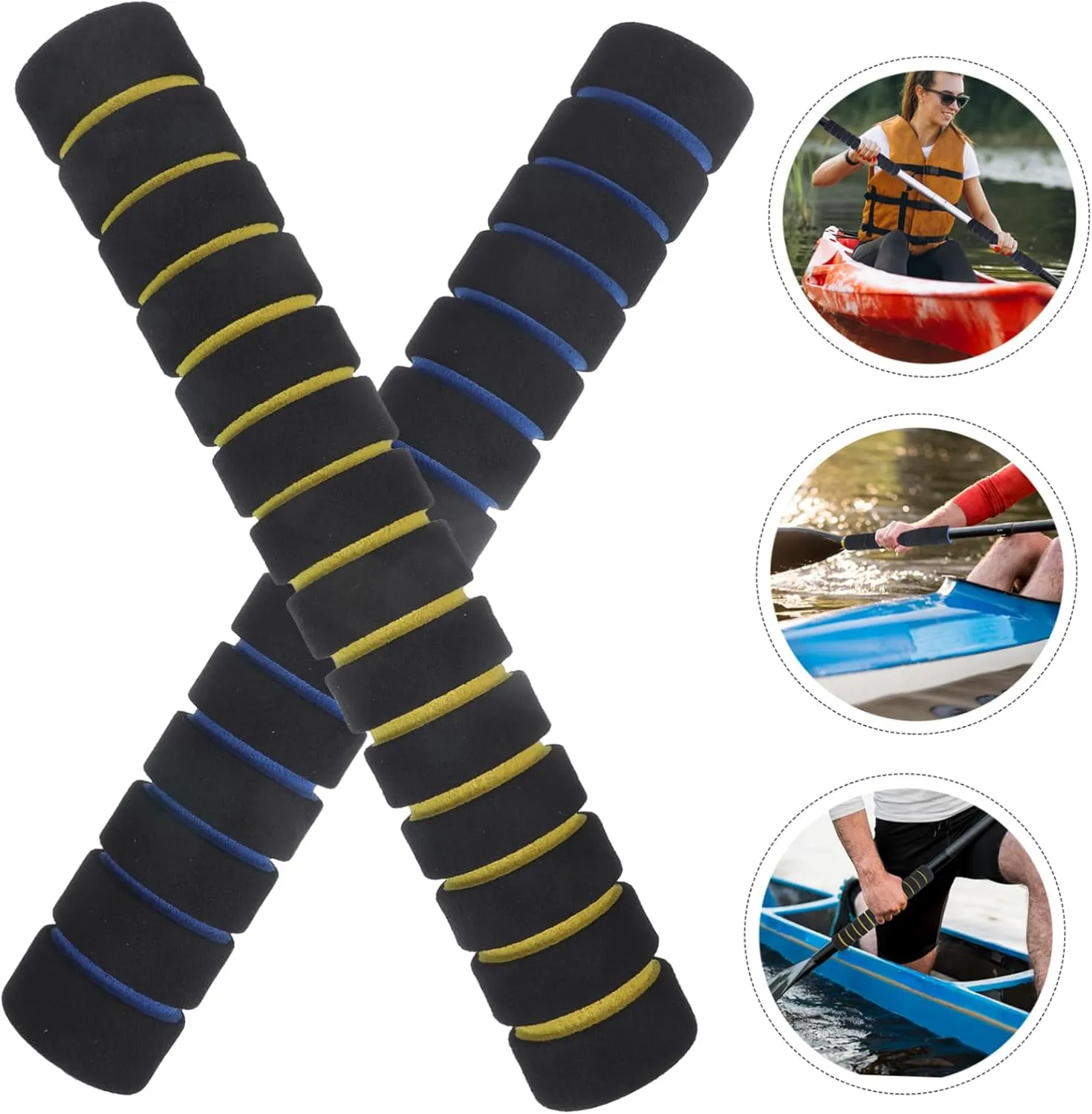 2 Pairs Colorful Sponge Grips Non-Skid Paddle Grips Kayak Paddle Grips Paddle Sponge Handle Cover Hand