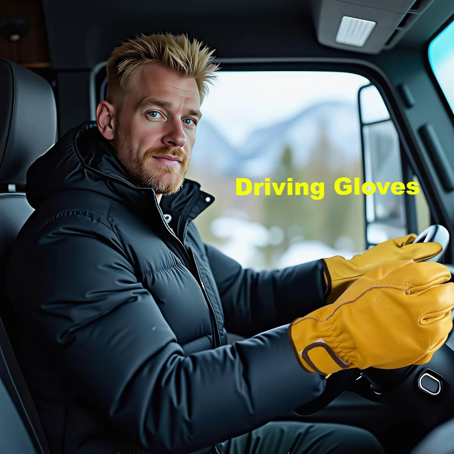2 Pairs Mens Leather Work Gloves-Gardening Gloves-Yellow Cowhide Work Gloves Idear for Driver, DIY,Yard Work (yellow brown, Large)