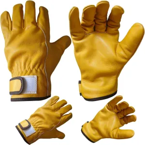 2 Pairs Mens Leather Work Gloves-Gardening Gloves-Yellow Cowhide Work Gloves Idear for Driver, DIY,Yard Work (yellow brown, Large)
