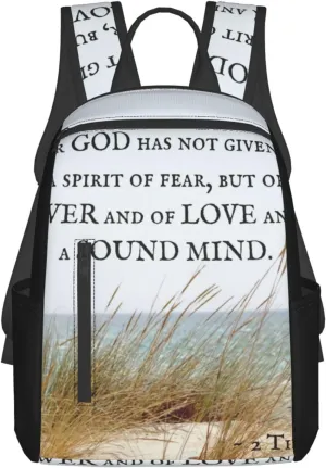 2 Timothy 1 7 God Has Not Given A Spirit Of Fear Lightweight Backpack For Women Men, Casual Polyester Daypack Bookbag Travel Hiking Bag, Durable Laptop Backpack