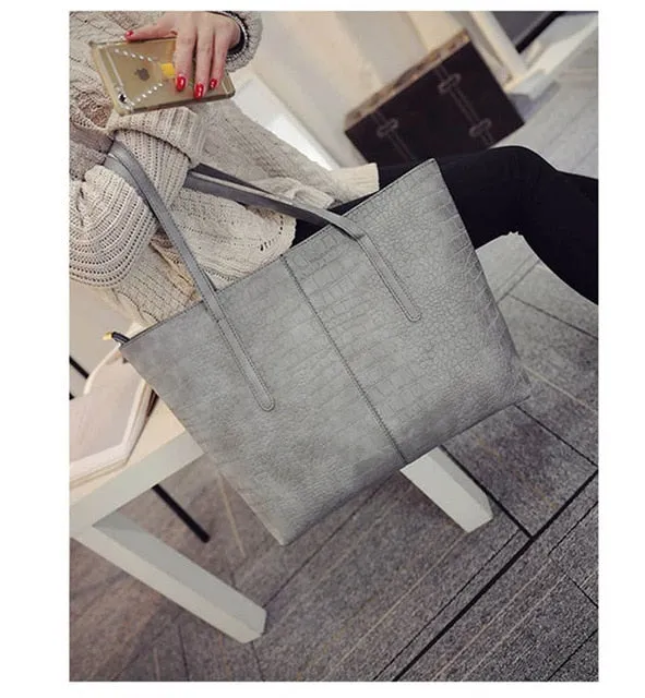 2020 Big New Women Shoulder Bags Alligator Ladies Leather Bags Casual women zipper handbags Famous Brands Totes black red colors