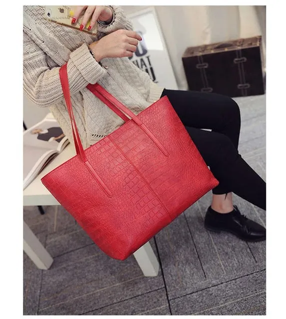 2020 Big New Women Shoulder Bags Alligator Ladies Leather Bags Casual women zipper handbags Famous Brands Totes black red colors