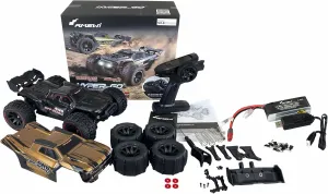 22659 Hyper GO Truggy Brushless 4WD 1:14 RTR Black Including Wheelie Bar Replacement Parts Gold Body