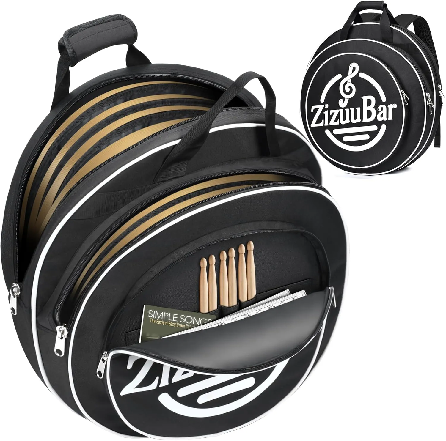22" Cymbal Bag with 6mm Padded Dividers, Drum Cymbal Gig Bag with Carry Handles, Backpack Straps, and Double Layer Protection, Fits 22-Inch Cymbals and Accessories
