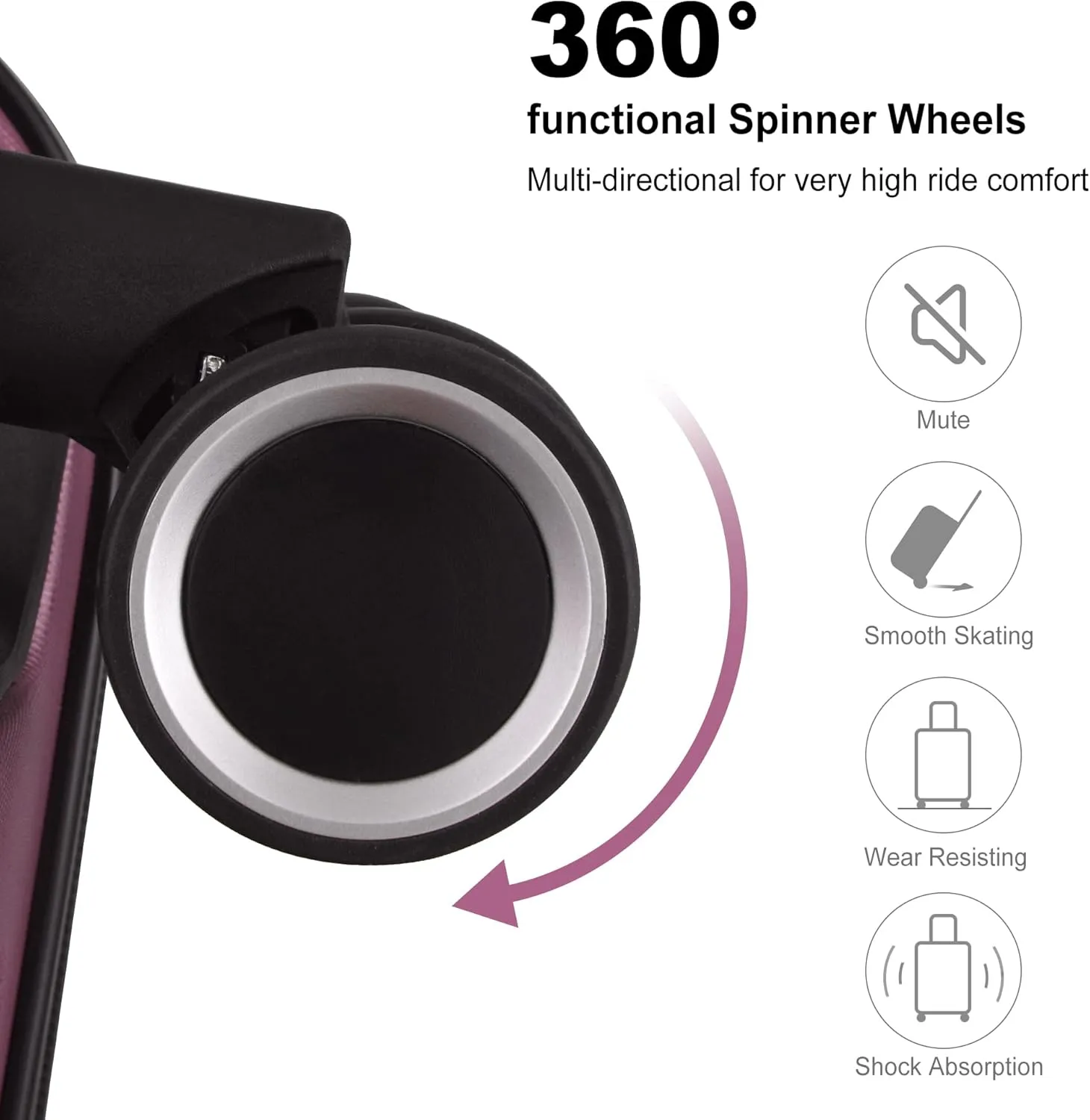 3 Piece Hardshell Luggage Sets 20in/24in/28in Expandable Hardside Lightweight Durable Suitcase Sets with 360 Degree Spinner Wheels and TSA Lock Pink As Shown One Size