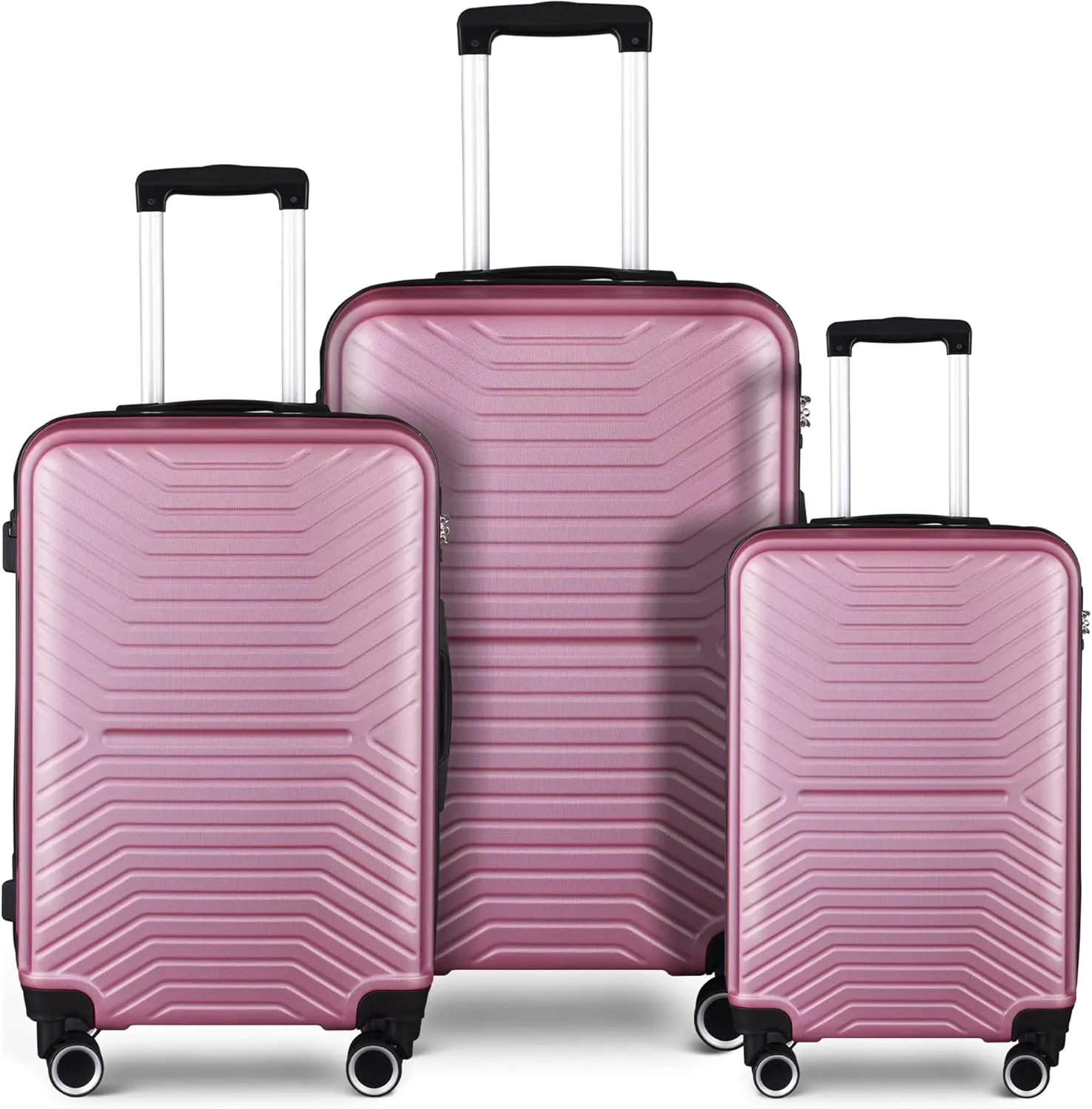 3 Piece Hardshell Luggage Sets 20in/24in/28in Expandable Hardside Lightweight Durable Suitcase Sets with 360 Degree Spinner Wheels and TSA Lock Pink As Shown One Size