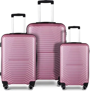 3 Piece Hardshell Luggage Sets 20in/24in/28in Expandable Hardside Lightweight Durable Suitcase Sets with 360 Degree Spinner Wheels and TSA Lock Pink As Shown One Size