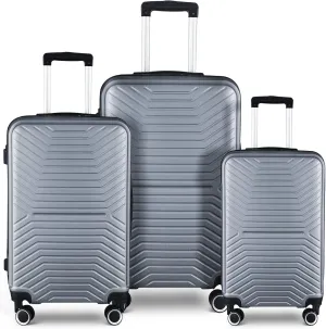 3 Piece Hardshell Luggage Sets 20in/24in/28in Expandable Hardside Lightweight Durable Suitcase Sets with 360 Degree Spinner Wheels and TSA Lock Silver As Shown One Size
