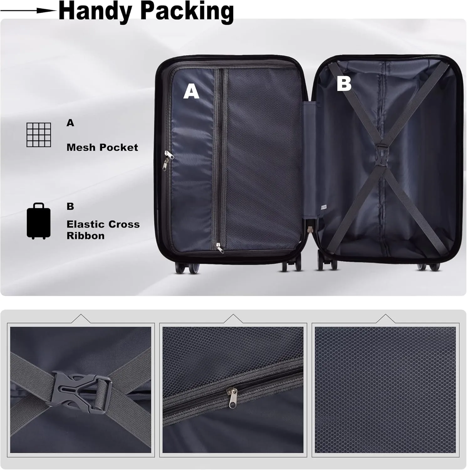 3 Piece Hardshell Luggage Sets 20in/24in/28in Expandable Hardside Lightweight Durable Suitcase Sets with 360 Degree Spinner Wheels and TSA Lock Silver As Shown One Size