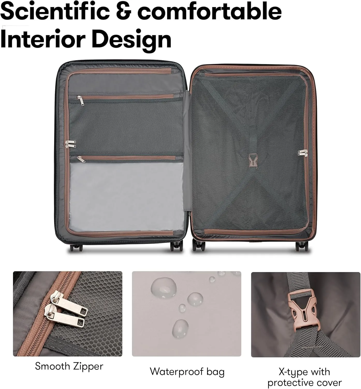 3 Piece Hardshell Luggage Sets 20" Carry-On 25"/29" Checked Luggage Large Suitcases with Wheels Tsa Lock, Rose Gold