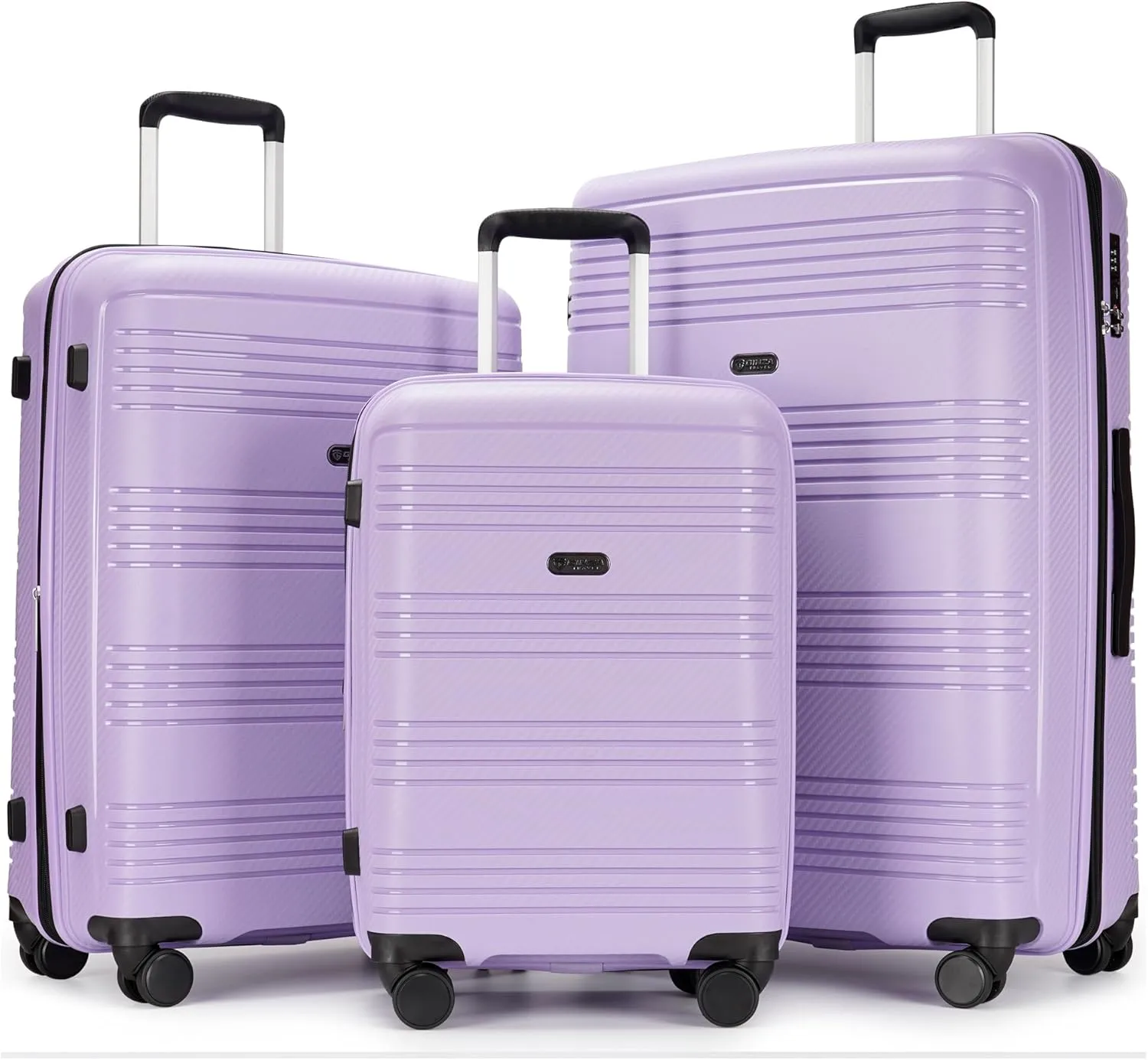 3 Piece PP Hardside Luggage Sets Large Expandable Suitcase with Spinner Wheels Tsa Lock for Women,20in/25in/29in,Purple