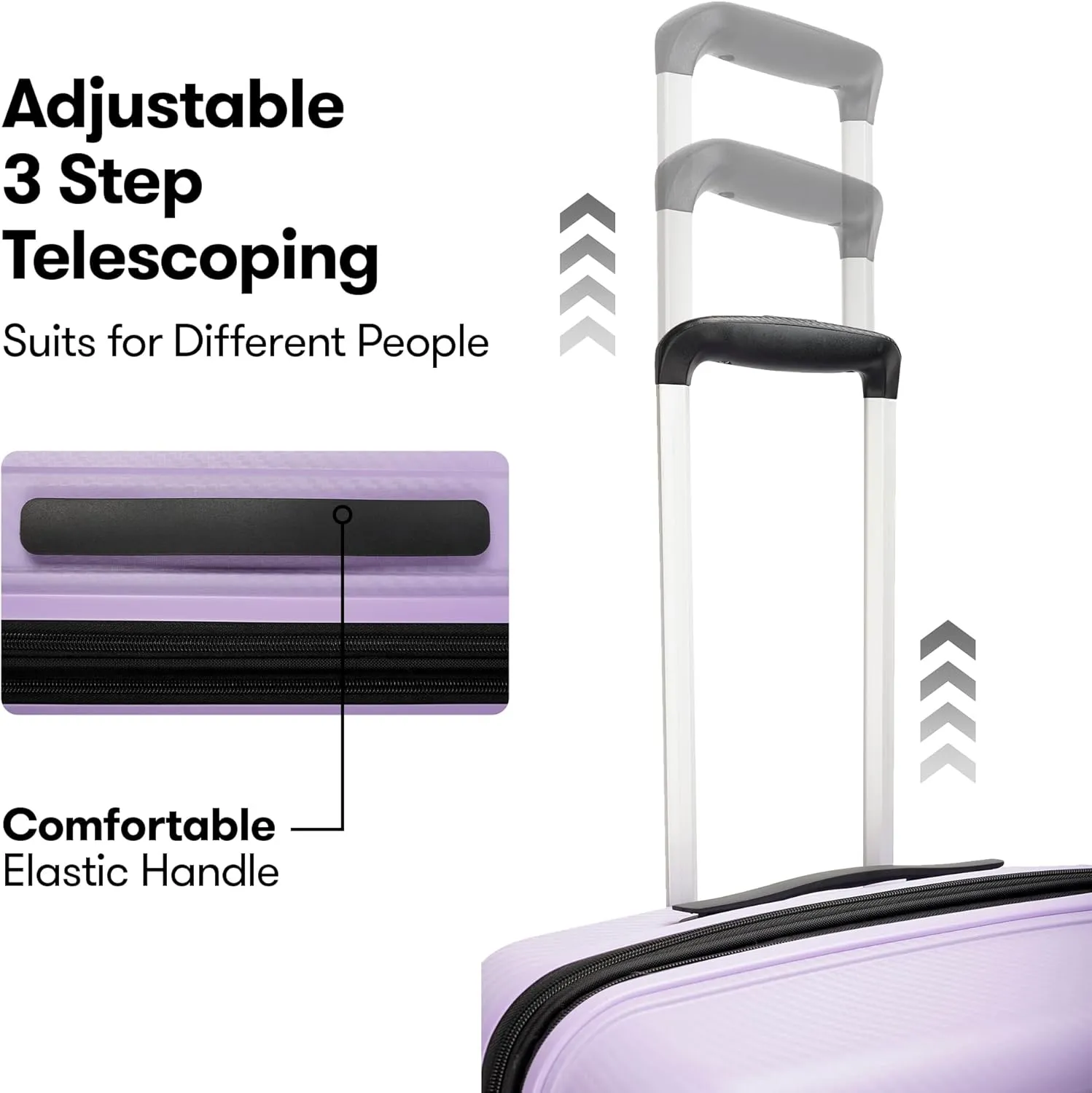 3 Piece PP Hardside Luggage Sets Large Expandable Suitcase with Spinner Wheels Tsa Lock for Women,20in/25in/29in,Purple