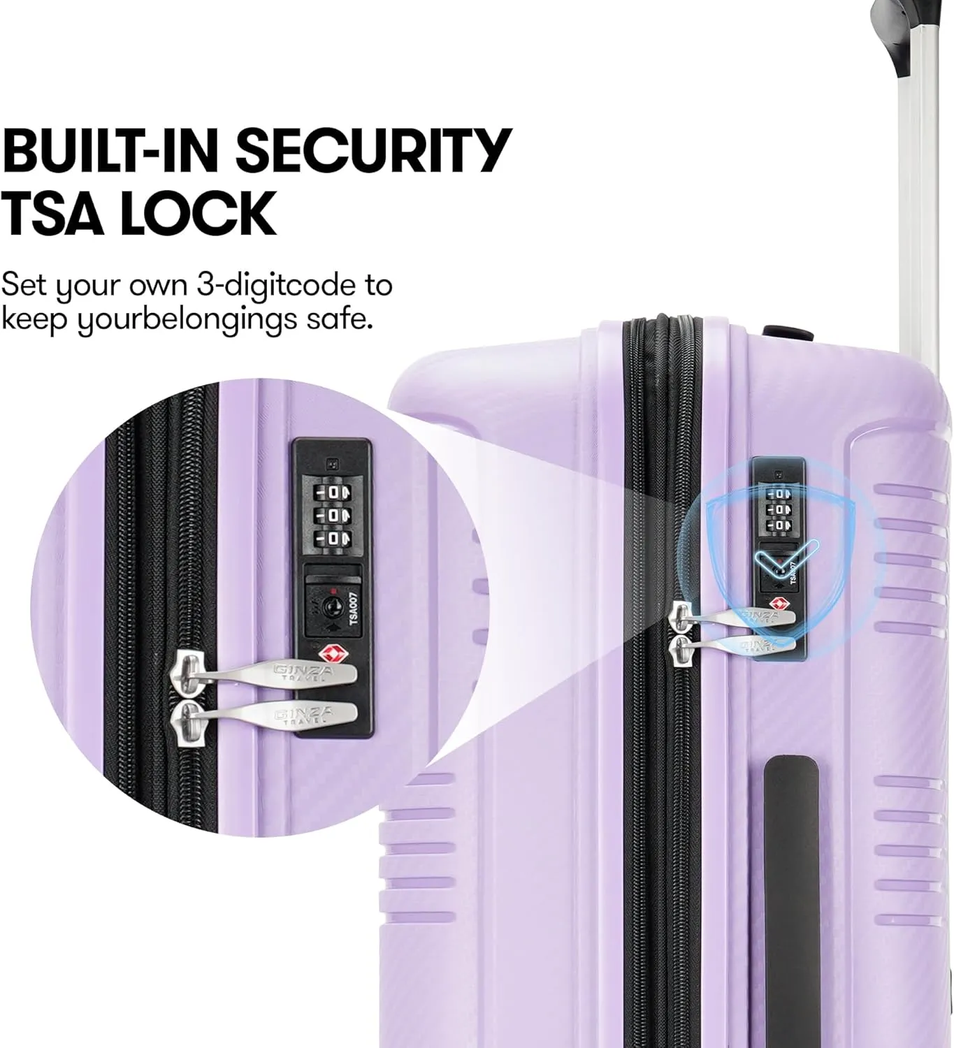 3 Piece PP Hardside Luggage Sets Large Expandable Suitcase with Spinner Wheels Tsa Lock for Women,20in/25in/29in,Purple