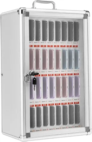 36 Slots Cell Phone Locker, Portable Phone Storage Cabinet Pocket Chart Wall Mounted Aluminum Alloy Key Lock Box W/Handle for Classroom Office Gym (12.6 * 7.9 * 19.3in)