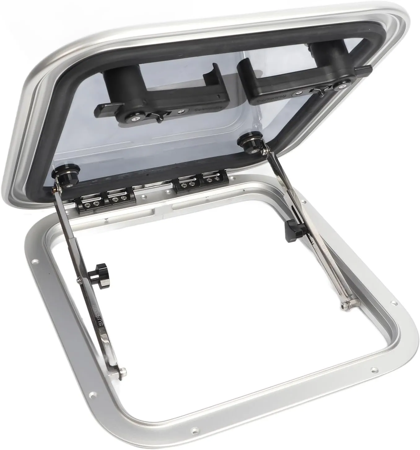 360x360mm Boat Ventilation Hatch Window Square Slide Out Deck Porthole Skylights Escape Window for 3-23mm Thickness Marine Yacht Motorhomes