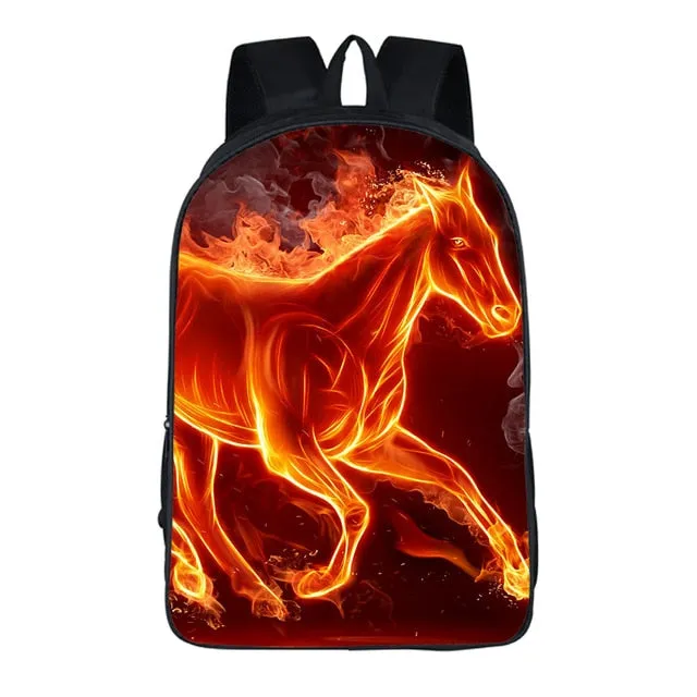 3D Animal Horse Printing School bags