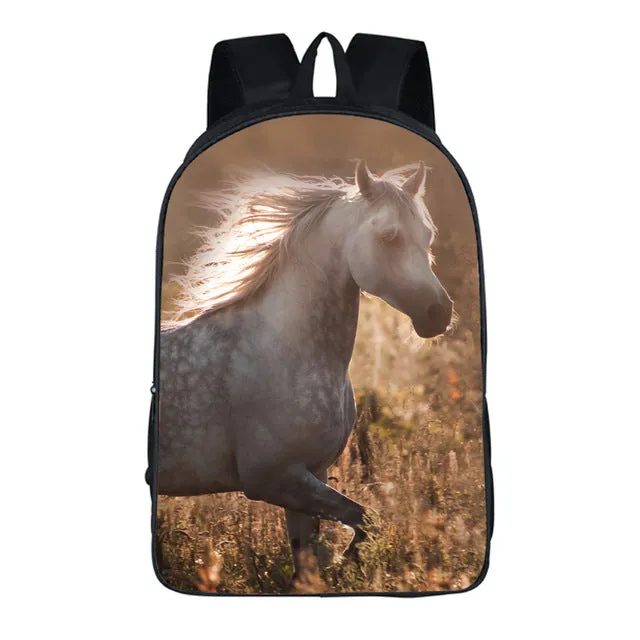 3D Animal Horse Printing School bags