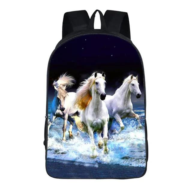 3D Animal Horse Printing School bags