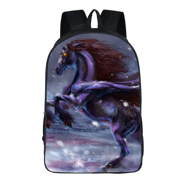 3D Animal Horse Printing School bags