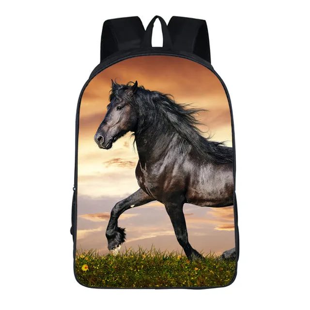 3D Animal Horse Printing School bags