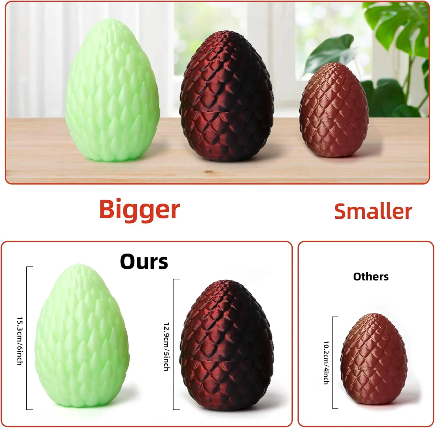 3D Printed Dragon Egg - Gold - Surprise Egg with 12" Flexible Crystal Dragon Inside, Mythical 3D Printed Gift Toy, Desk Executive Pet, Figurine Decor