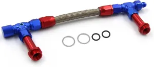 4150 Carburetor Fuel Line Kit 8AN Dual Feed to 7/8" Braided Dual Inlet for Holley Red Blue